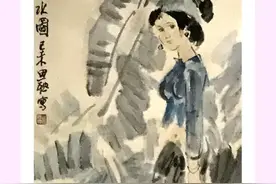 行也布袋，坐也布袋，放下布袋何等自在：国画艺术作品图片