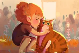 意大利自由插画师笔下的一只猫和一个人的故事图片
