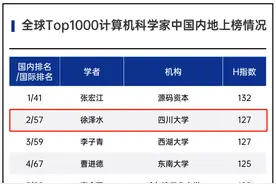 世界顶尖计算机科学家排名发布：四川大学教授上榜，排名中国大陆第二！图片