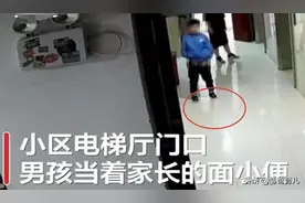 男孩在电梯口方便，家长却提示有摄像头！公德教育缺失图片
