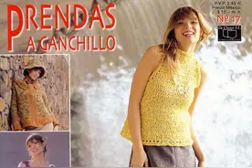 背心吊带长袖衫拼花款，摘自Prendas a ganchillo 17 春夏款钩衣图片