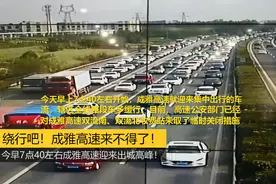 绕行吧！成雅高速来不得了！今天早上7点40左右成雅高速迎来出城高峰图片