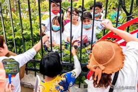 考生走出考场：隔着校园围墙铁栏杆，得到了家人和社会志愿者爱心图片