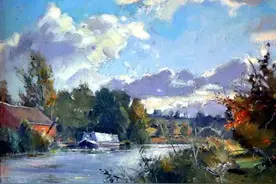 一组丙烯风景画，美图片