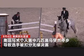 奥运赛场巨大相扑雕像吓坏赛马 急刹车大扣分选手喊冤图片