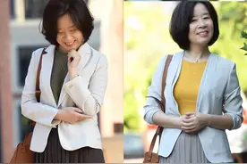 时髦的中年女人，穿西装早不配黑裤子！这位妈妈这样搭，优雅气质图片
