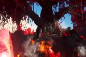 四处都是喷涌的火山，《方舟生存进化》水晶岛的灰烬陨落太危险图片