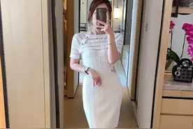 大牌冰丝修身优雅连衣裙图片