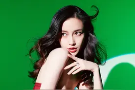 angelababy红裙卷发画报图片