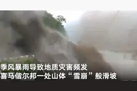 印度暴雨致山坡“雪崩”般滑坡，长桥不堪洪水冲击轰然崩塌图片