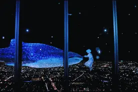 3D投影在城市夜空  “大鱼海棠”惊现眼前图片