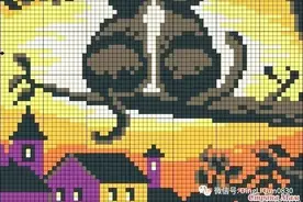 「针织图解」17个关于猫咪的图案，可用于编织或刺绣图片