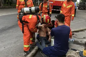 下水道作业工人命悬一线，佛山消防展开生死救援图片