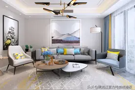 富力特集成墙面，北欧客厅装修效果图图片