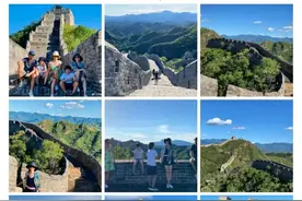 “丑模”吕燕全家游长城，40岁身材依然亮眼，混血儿子颜值超高图片