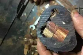 一万块买的海黄料以为捡漏，愉快的去开料，没想遇到奸商塞杂木图片