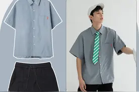 短袖纯色衬衫，学院值UPUP图片