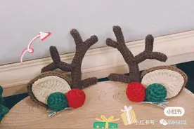 钩针图解：圣诞节的鹿耳朵发夹图片