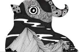 黑白线描装饰画：一笔一纸创造世界图片