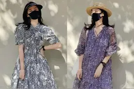 天气越热越要打扮，碎花围裹裙的一衣多穿，承包你的初夏穿搭图片