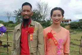 真爱！缅甸70岁老汉与26岁的女子步入婚姻殿堂图片