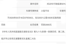 山东G3京台高速501km+400m处超速50%以上被罚2000元记12分图片