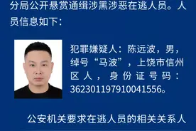 最高奖励10万元！上饶公安公开悬赏通缉这名涉黑涉恶人员！图片