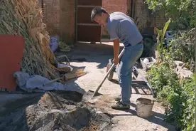 农村小吕：老旧猪圈修缮，小吕直接用水泥打地面，这下结实啦视频封面