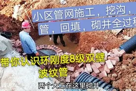 小区的雨污水管施工挖沟，放管，回填，砌井全过程，环钢度8级管