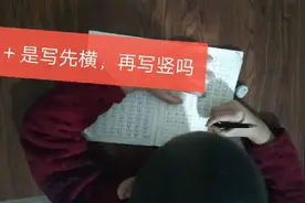 老师一定会表扬我的，“+”号是先写横再写竖，亮亮记不住