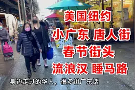 美国纽约，小广东唐人街，华人富人社区，春节的街头，热闹繁华吗视频封面