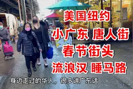 美国纽约，小广东唐人街，华人富人社区，春节的街头，热闹繁华吗视频封面