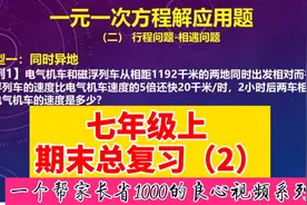 初中七年级上数学期末复习：一元一次方程解应用题专题②行程问题视频封面