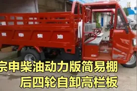 宗申柴油三轮摩托车，541CC发动机单缸水冷，后四轮加高栏板视频封面