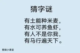 猜字谜:有土能种米麦，有水可养鱼虾，有人不是你我，有马行天下视频封面