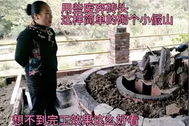 农家小院：用废弃砖头中间砌小假山，想不到完工效果这么好看视频封面