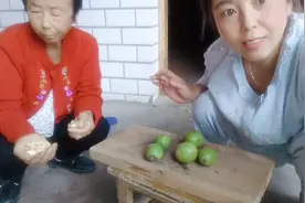 啊珍回娘家，妹妹给摘了一袋子鲜核桃，妈妈给剥好皮，给啊珍吃，视频封面