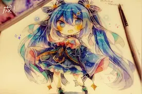 日本插画师用透明水彩绘制一个Q版雪初音过程！色彩叠加相当漂亮视频封面