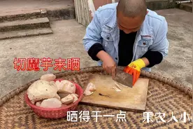 四川农村：小伙今天在家切魔芋，把魔芋切成片晒干，做成魔芋干视频封面