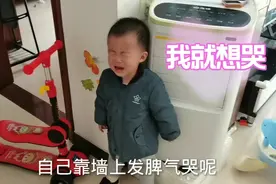 1岁半宝宝闹脾气，抱着小猪在墙角里哭，你家宝宝也这样吗？视频封面