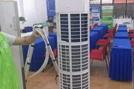 明哥教你清洗圆柱形空调柜机，空调不清洗会有很多细菌视频封面