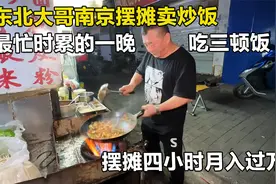 东北大哥炒饭20年，每天摆摊4小时月入过万，79元一份菜比饭多视频封面