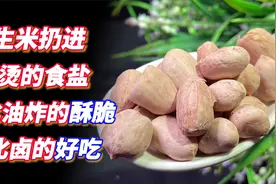 花生米放滚烫食盐里，出锅嘎嘣脆，全程不用放油，高手真是在民间视频封面