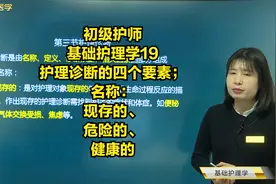 基础护理学19护理诊断的四个要素，名称：现存的、危险的、健康的视频封面
