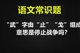 语文常识：“武”字由“止”和“戈”组成，表示停止战争吗？