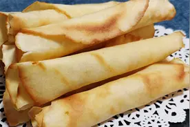 教你在家做蛋卷，不用蛋卷机，只需一个平底锅就搞定，嘎嘎脆视频封面