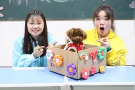 胖妞用大箱子做狗窝，加上粘土小花做装饰，小狗也有温暖的家了
