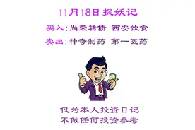 11月18日捉妖记:买入尚荣转债,西安饮食,卖出神奇制药,第一医药！视频封面