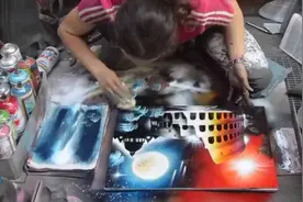 牛人手作喷漆画，罗马街头的喷漆绘画，原来国外是这样喷漆画画的视频封面