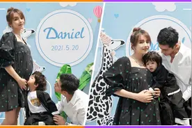 姜潮麦迪娜官宣二胎，“一家四口”合照超幸福，儿子猛亲妈妈孕肚视频封面